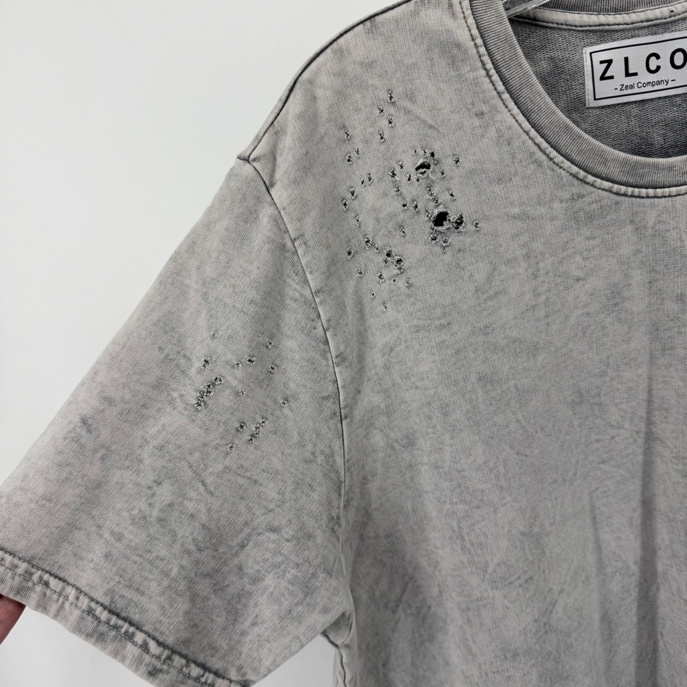Women's Grey Acid Wash T-shirt Dress Large Short Sleeve Streetwear Grunge Urban - Picture 2 of 7